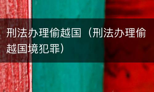 刑法办理偷越国（刑法办理偷越国境犯罪）
