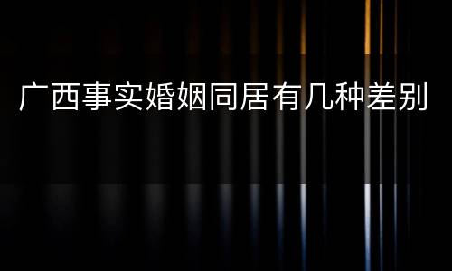广西事实婚姻同居有几种差别