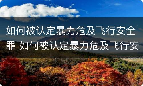 如何被认定暴力危及飞行安全罪 如何被认定暴力危及飞行安全罪行为