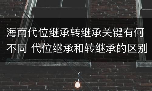 海南代位继承转继承关键有何不同 代位继承和转继承的区别例子