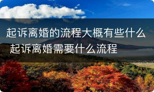 起诉离婚的流程大概有些什么 起诉离婚需要什么流程