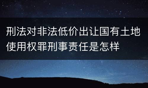 刑法对非法低价出让国有土地使用权罪刑事责任是怎样