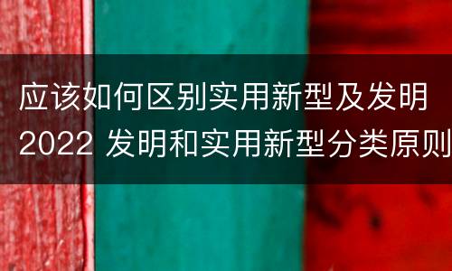 应该如何区别实用新型及发明2022 发明和实用新型分类原则