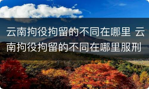 云南拘役拘留的不同在哪里 云南拘役拘留的不同在哪里服刑