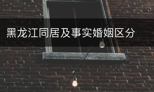 黑龙江同居及事实婚姻区分