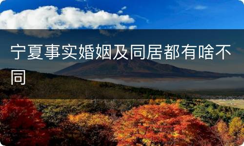 宁夏事实婚姻及同居都有啥不同