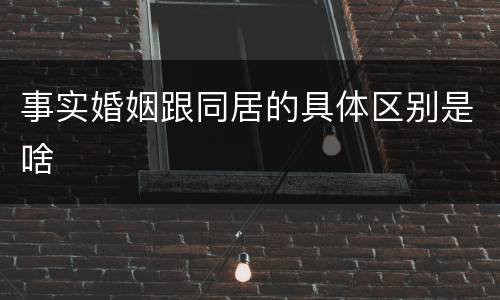 事实婚姻跟同居的具体区别是啥