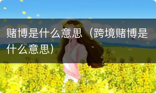 赌博是什么意思（跨境赌博是什么意思）