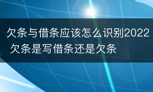 欠条与借条应该怎么识别2022 欠条是写借条还是欠条