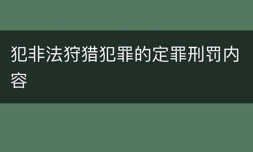 犯非法狩猎犯罪的定罪刑罚内容