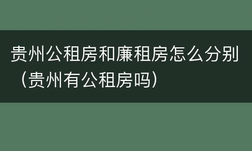 贵州公租房和廉租房怎么分别（贵州有公租房吗）