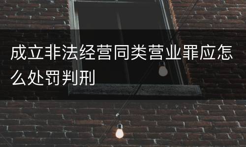 成立非法经营同类营业罪应怎么处罚判刑