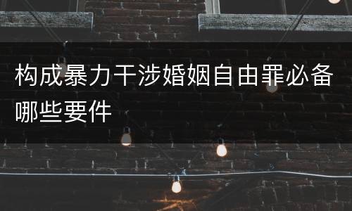 构成暴力干涉婚姻自由罪必备哪些要件