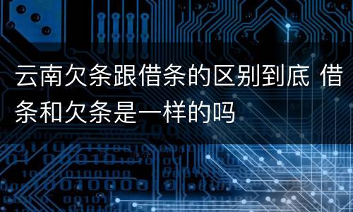云南欠条跟借条的区别到底 借条和欠条是一样的吗