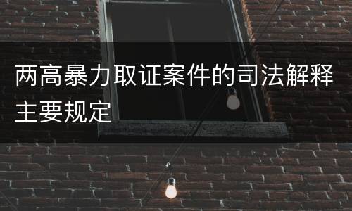 两高暴力取证案件的司法解释主要规定