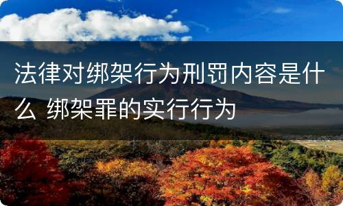 法律对绑架行为刑罚内容是什么 绑架罪的实行行为