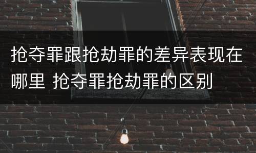 抢夺罪跟抢劫罪的差异表现在哪里 抢夺罪抢劫罪的区别
