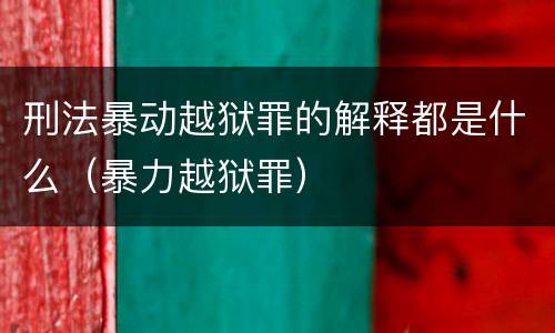 刑法暴动越狱罪的解释都是什么（暴力越狱罪）