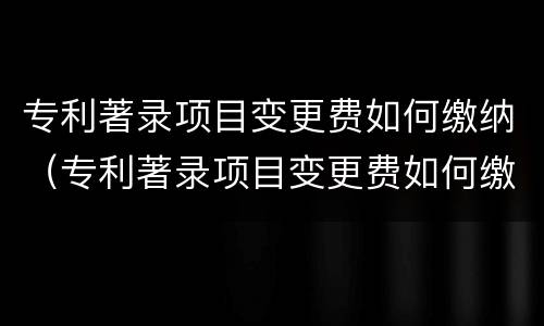 专利著录项目变更费如何缴纳（专利著录项目变更费如何缴纳增值税）