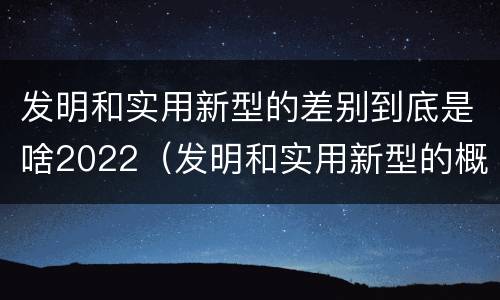 发明和实用新型的差别到底是啥2022（发明和实用新型的概念）