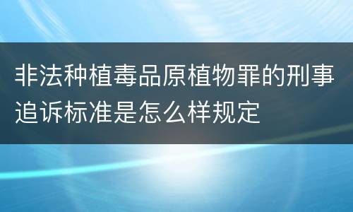 非法种植毒品原植物罪的刑事追诉标准是怎么样规定