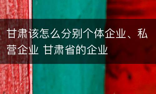 甘肃该怎么分别个体企业、私营企业 甘肃省的企业