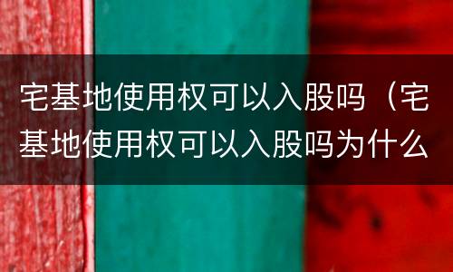 宅基地使用权可以入股吗（宅基地使用权可以入股吗为什么）
