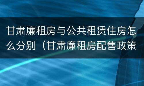 甘肃廉租房与公共租赁住房怎么分别（甘肃廉租房配售政策）
