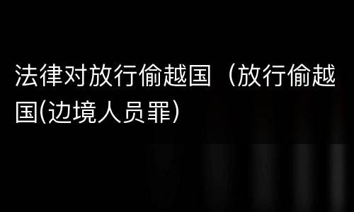 法律对放行偷越国（放行偷越国(边境人员罪）