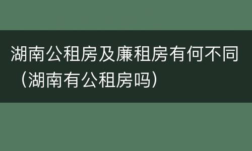 湖南公租房及廉租房有何不同（湖南有公租房吗）