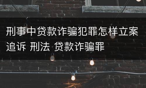刑事中贷款诈骗犯罪怎样立案追诉 刑法 贷款诈骗罪