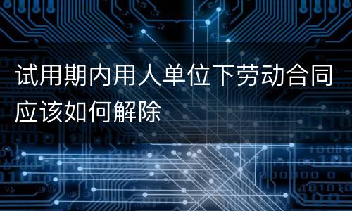 试用期内用人单位下劳动合同应该如何解除