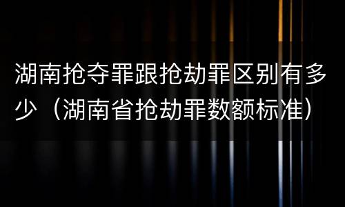 湖南抢夺罪跟抢劫罪区别有多少（湖南省抢劫罪数额标准）