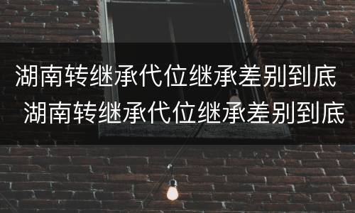 湖南转继承代位继承差别到底 湖南转继承代位继承差别到底大不大