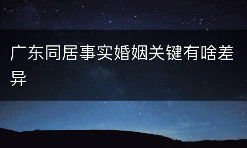 广东同居事实婚姻关键有啥差异