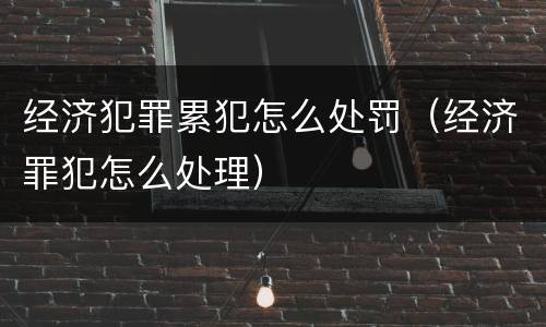 经济犯罪累犯怎么处罚（经济罪犯怎么处理）