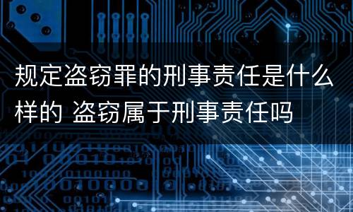 规定盗窃罪的刑事责任是什么样的 盗窃属于刑事责任吗