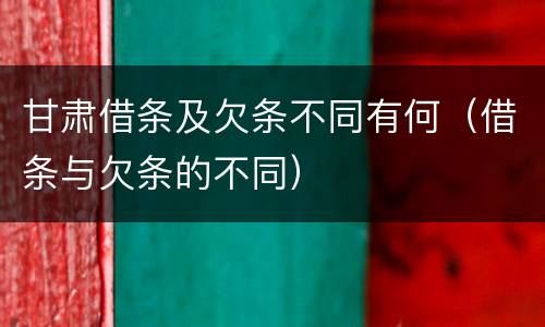 甘肃借条及欠条不同有何（借条与欠条的不同）