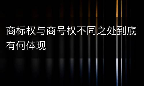 商标权与商号权不同之处到底有何体现