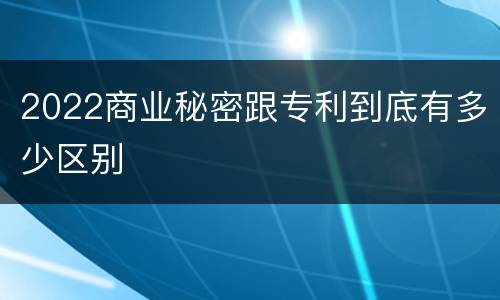 2022商业秘密跟专利到底有多少区别