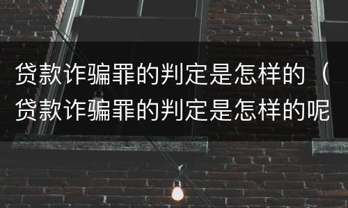 贷款诈骗罪的判定是怎样的（贷款诈骗罪的判定是怎样的呢）