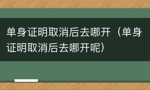 单身证明取消后去哪开（单身证明取消后去哪开呢）