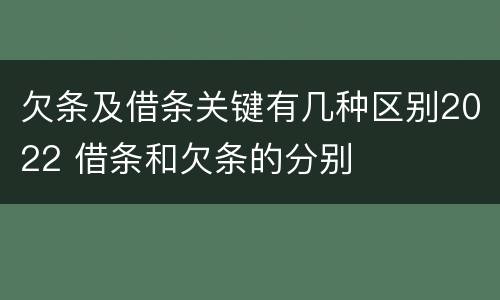 欠条及借条关键有几种区别2022 借条和欠条的分别