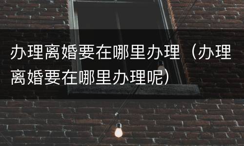 办理离婚要在哪里办理（办理离婚要在哪里办理呢）