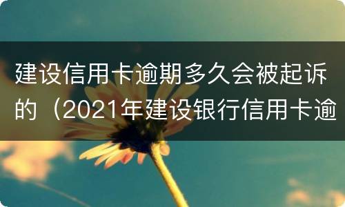 建设信用卡逾期多久会被起诉的（2021年建设银行信用卡逾期新法规）