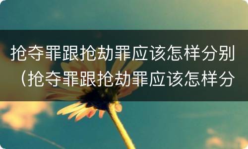 抢夺罪跟抢劫罪应该怎样分别（抢夺罪跟抢劫罪应该怎样分别判）