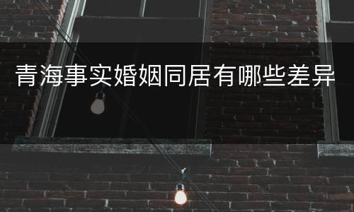 青海事实婚姻同居有哪些差异