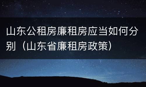 山东公租房廉租房应当如何分别（山东省廉租房政策）