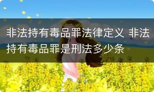 非法持有毒品罪法律定义 非法持有毒品罪是刑法多少条