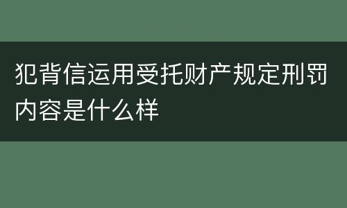 犯背信运用受托财产规定刑罚内容是什么样